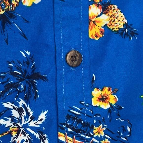 Maui Maui Hawaiian Shirt Blue Hibiscus Drum Lei - Picture 4 of 7